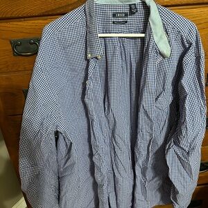 Izod Navy and White Plaid Shirt